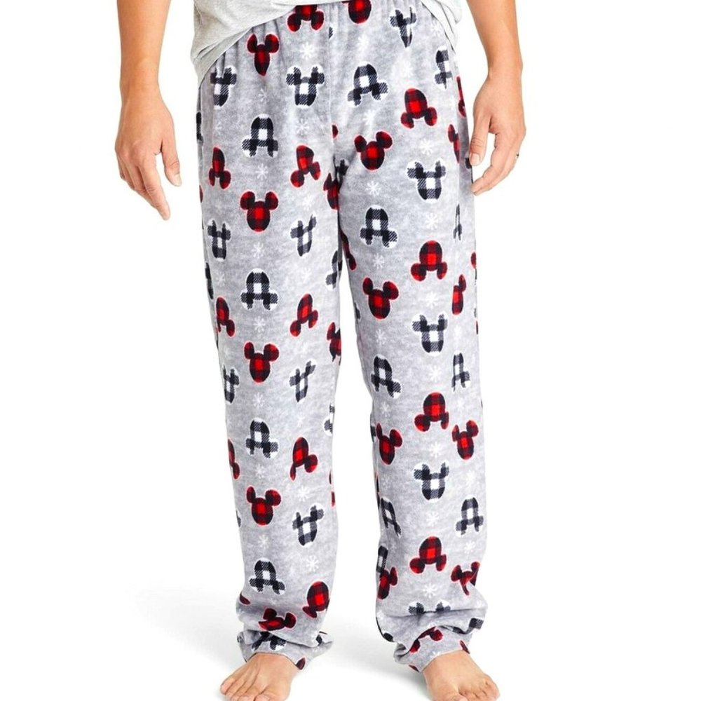 Disney Mens Pajama Lounge Pants LARGE L Mickey Mouse Ears Buffalo Plaid …